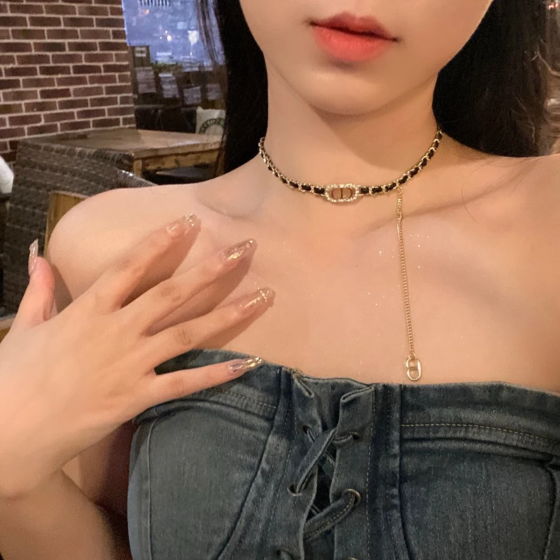 合金皮质项链 甜酷辣妹高级感锁骨链choker颈链轻奢小众项圈B27