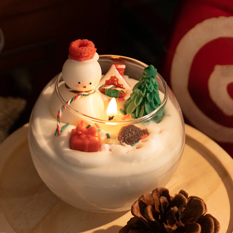 圣诞水晶球香薰蜡烛高级伴手礼圣诞树雪人家居香薰可爱女圣诞礼盒