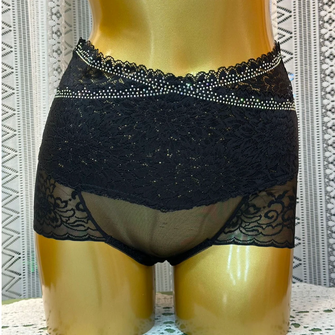 xarifa烫钻蕾丝女士高腰性感内裤时尚舒适675