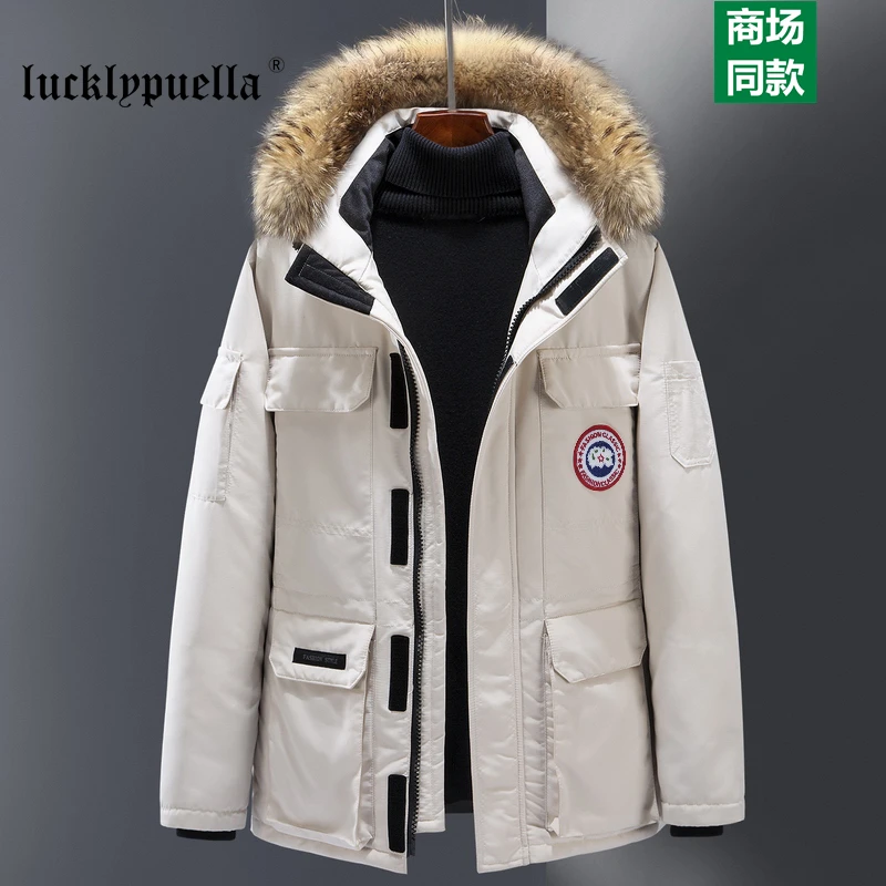2023新款男士羽绒服大码鹅工装外套情侣超厚北方抗寒白鸭绒冲锋衣