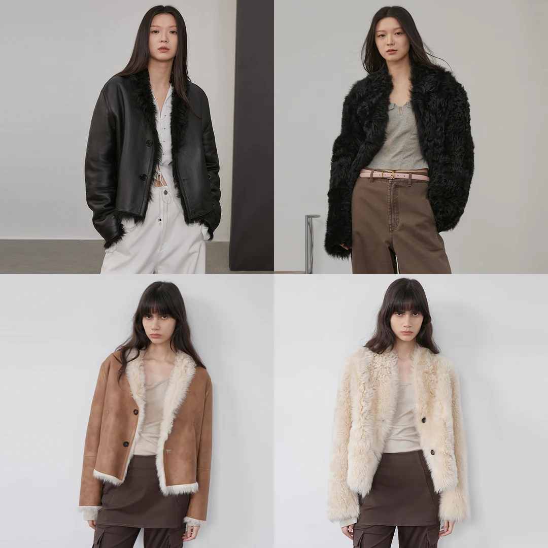 付智恩 贝多芬之夜 时髦两面穿立领进口托斯卡纳皮毛一体皮草外套