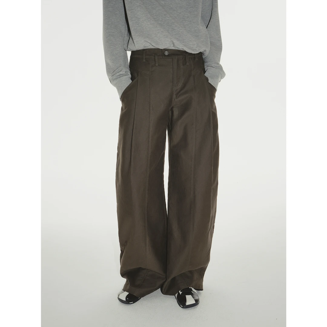 付智恩 潇洒小姐 时尚潮流感休闲宽松立挺显瘦百搭压褶阔型镰刀裤