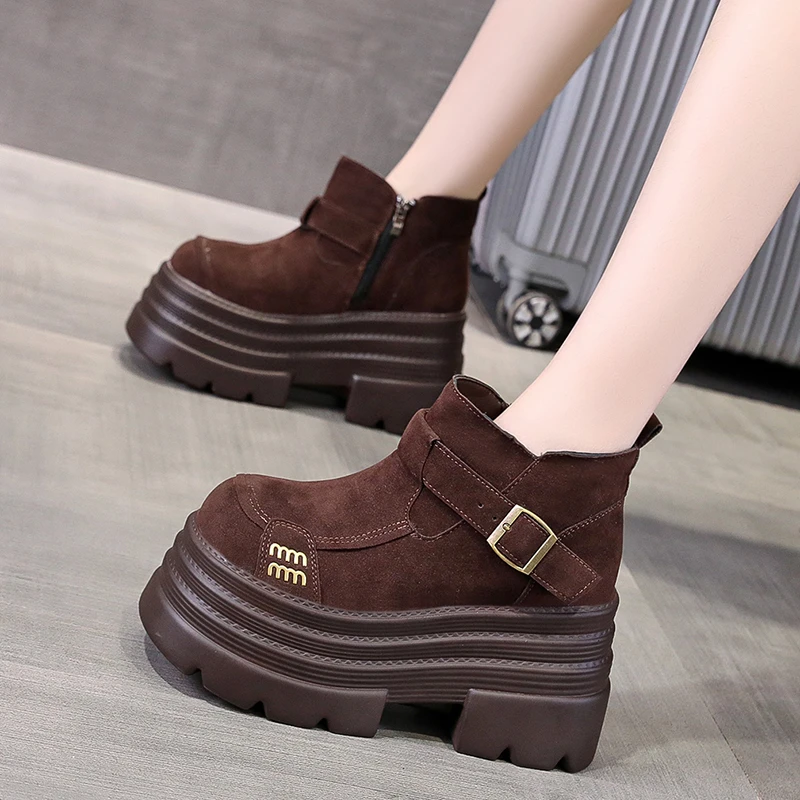 加绒雪地靴女2024冬季新款厚底小个子10cm增高马丁靴加厚保暖棉靴