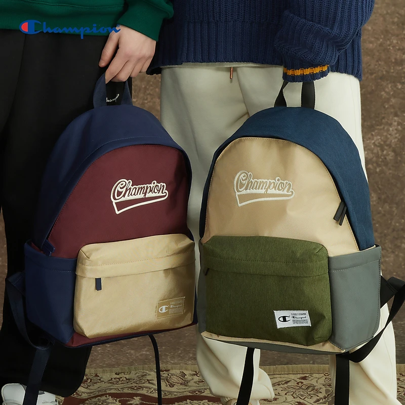 Champion上新季新款户外双肩包休闲百搭简约轻便书包复古拼色背包