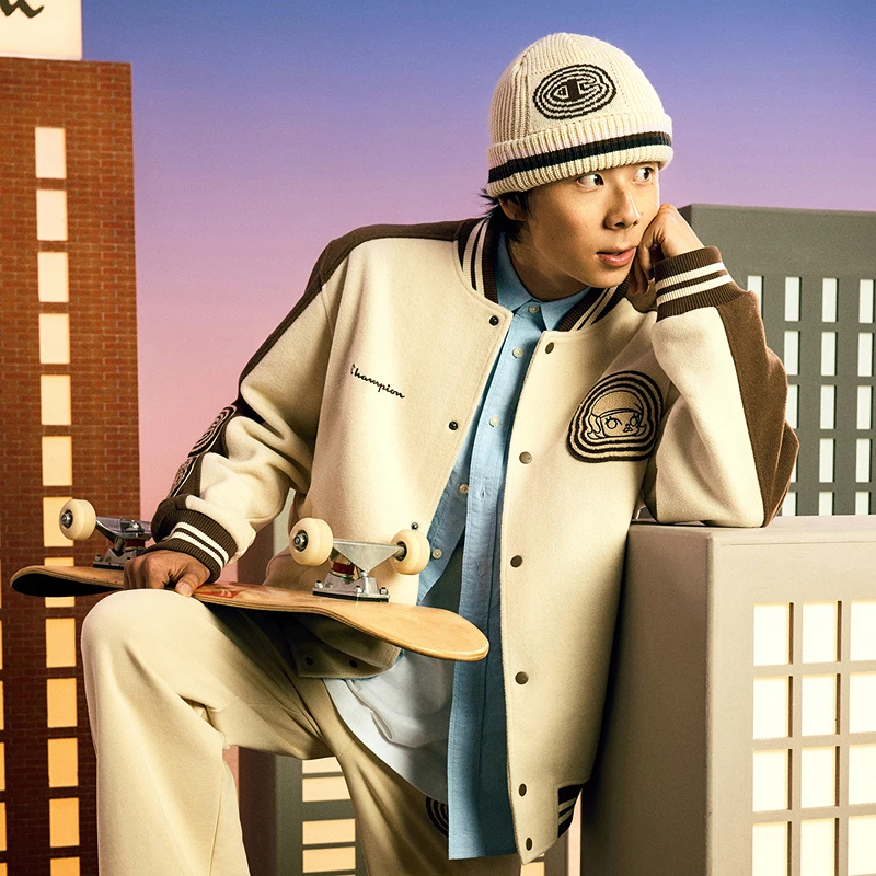 Champion美式潮流拼色夹克情侣秋季时尚休闲外套