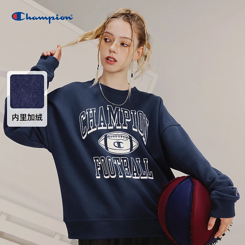 Champion上新新款美式休闲圆领卫衣时尚运动加厚百搭宽松加绒女