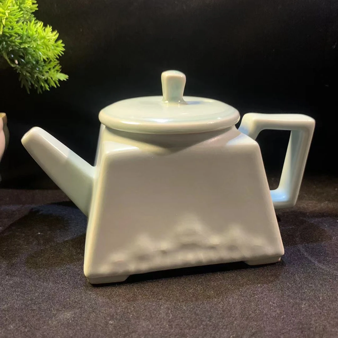 仿古釉 祥云方壶 玛瑙原产地原矿汝州汝窑汝瓷手工茶壶精美精美