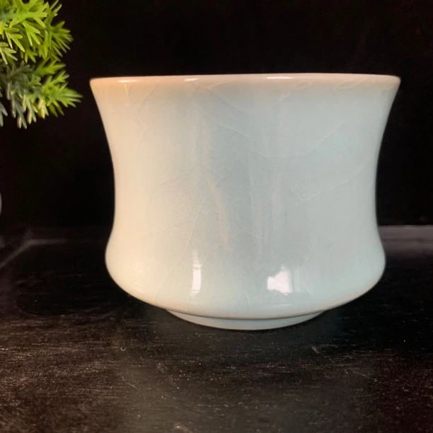 天青釉原矿汝瓷马蹄杯手工汝窑主人杯瓷器原产地天青陶瓷青瓷名窑