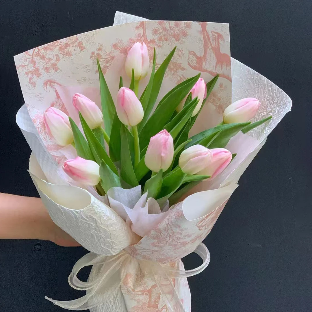 开满郁金香（10枝粉色郁金香生日礼物约会花束表白送女友送闺蜜鲜花店）