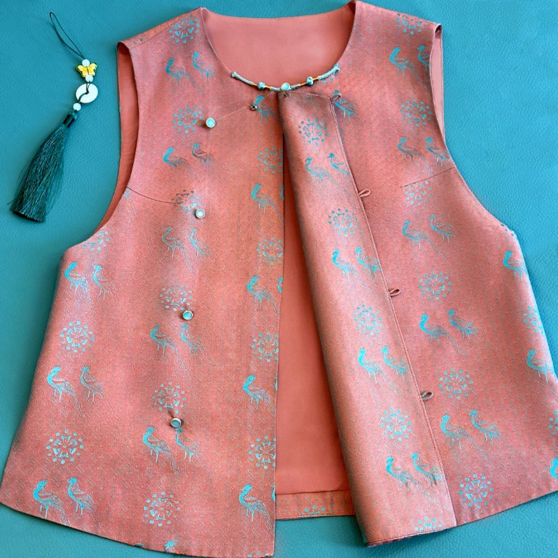 破晓 玲珑娇桑蚕丝国风古韵旗袍马甲时尚百搭气质款日常提花