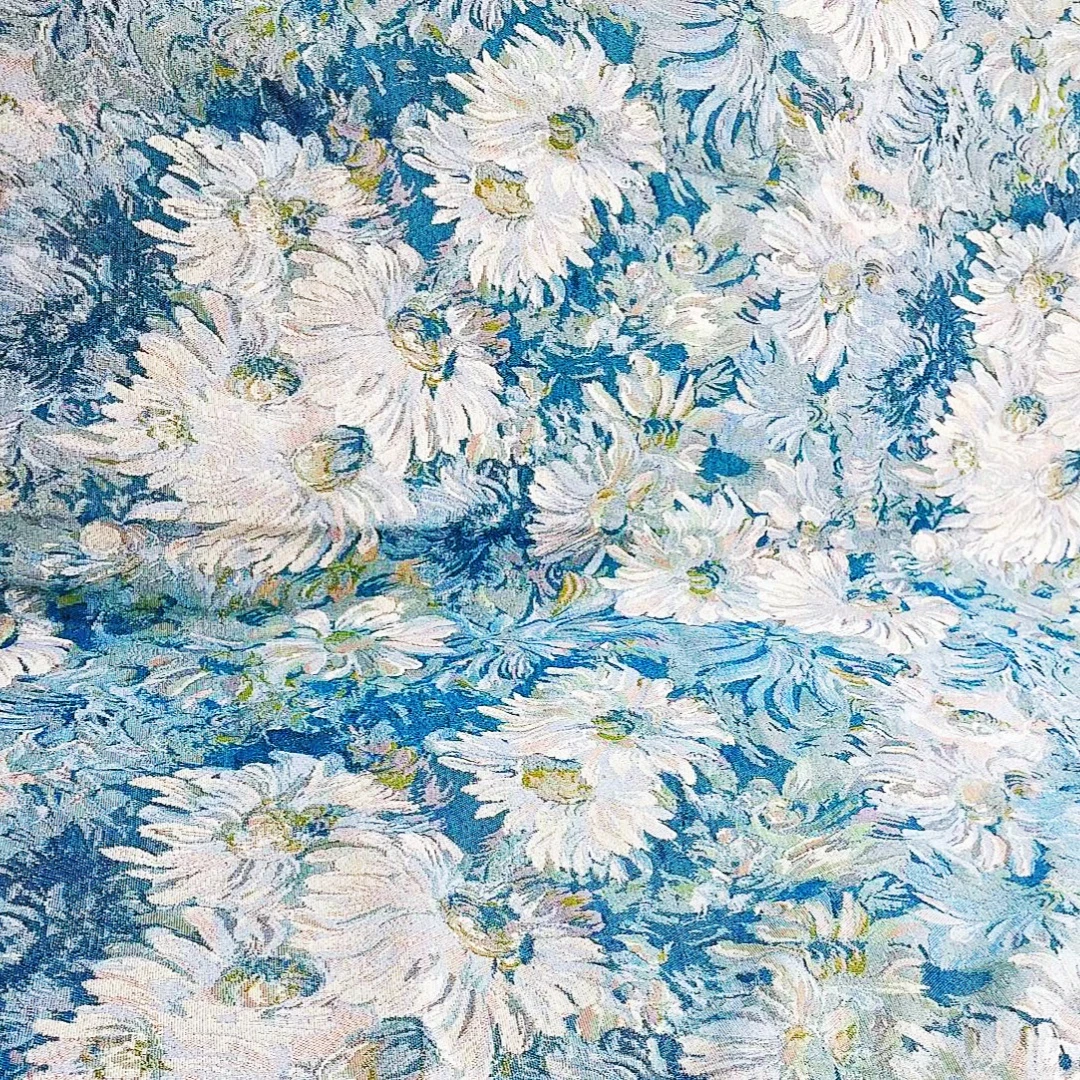 【梵高蓝雏菊油画风】布料沙发抱枕坐垫包包桌布多用途布料