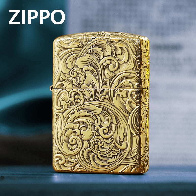 ZIPPO五面唐草 正品防风原装打火机黄铜盔甲做旧立体浮雕男士送礼