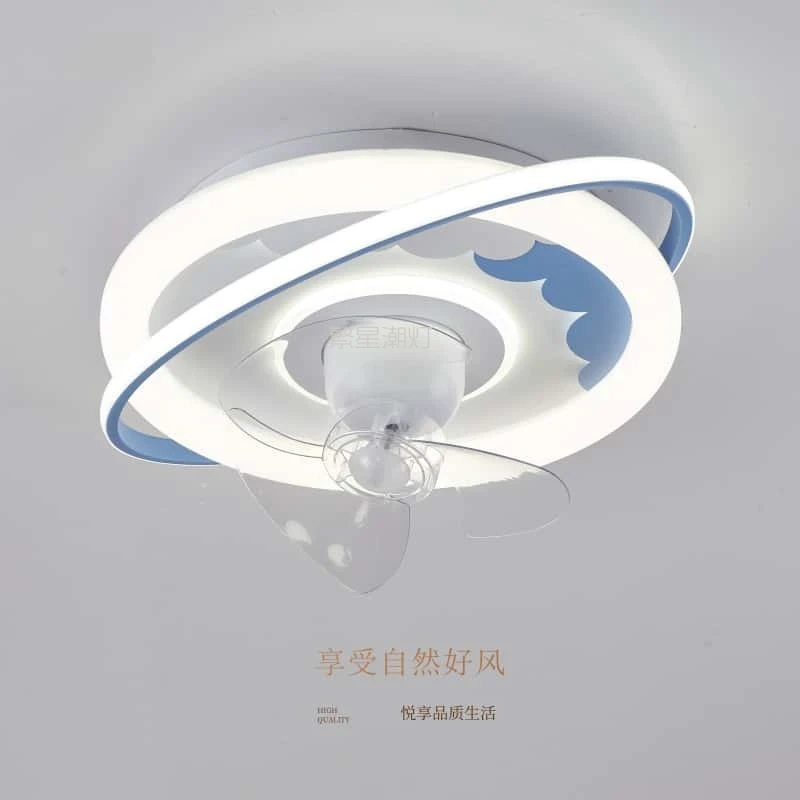 儿童房北欧360°摇头六档调速节能卧室风扇灯舒适超静音