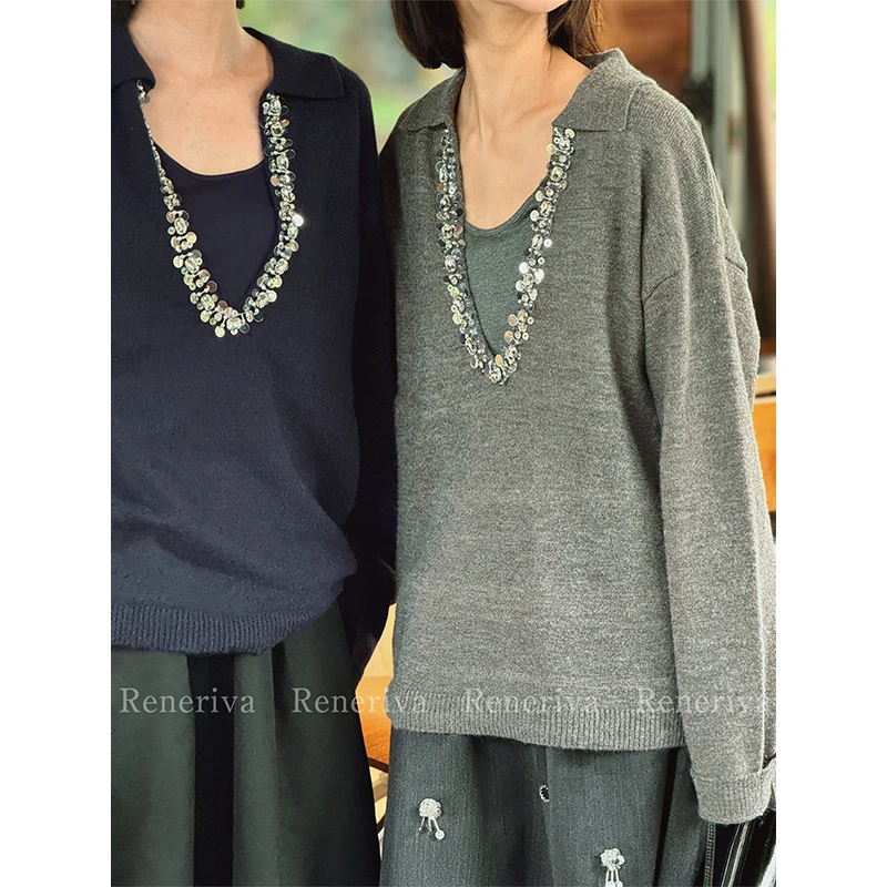 ReneRiva买手店 Riva 真两件钻领毛衣