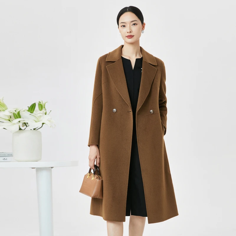 娜尔思气质优雅显瘦女款冬季中长款毛呢外套NL00707E5