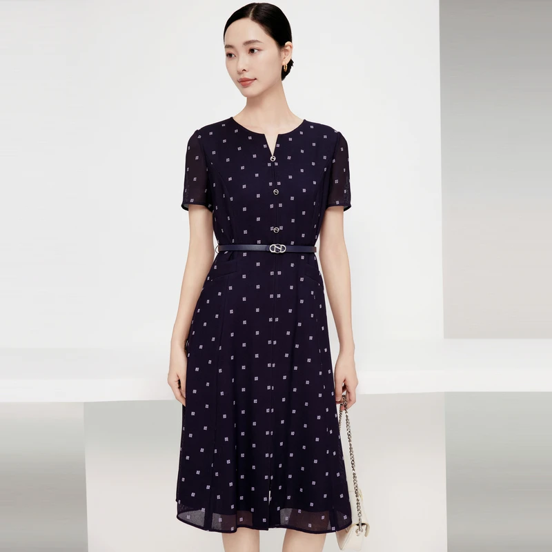 娜尔思女装连衣裙碎花气质长裙时尚夏季印花优雅NF08