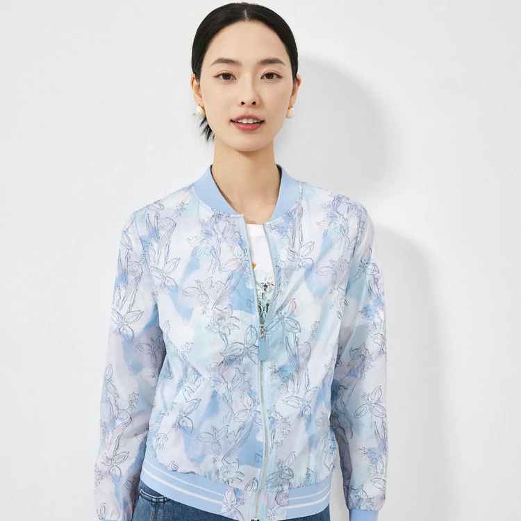 NAERSI/娜尔思薄款长袖运动风常规宽松型风衣短款NB00134L1