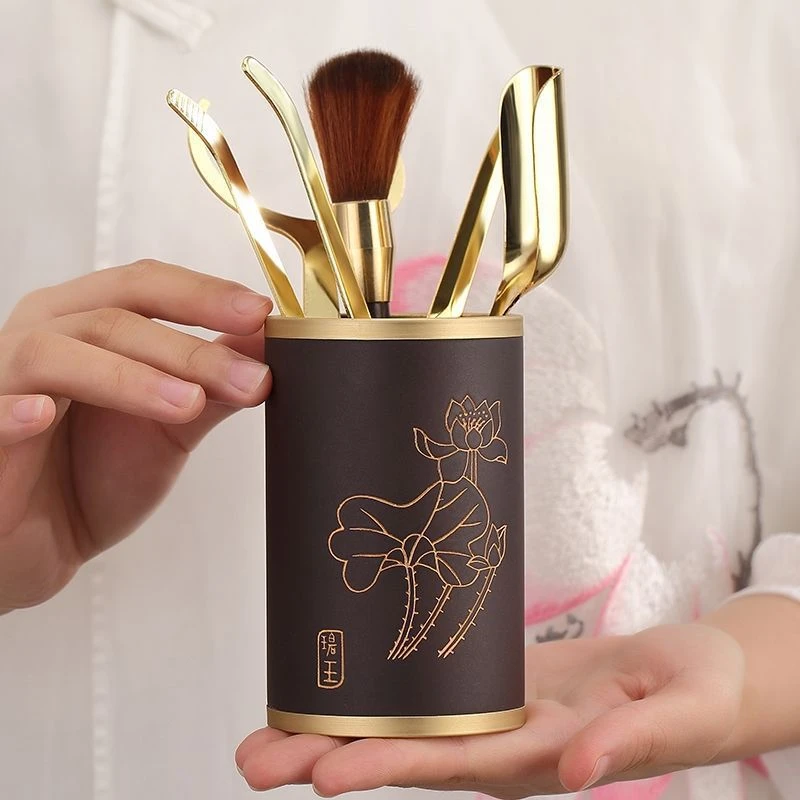 茶道专用六君子组合整套装功夫茶具零配件竹茶叶茶夹子镊子实木质