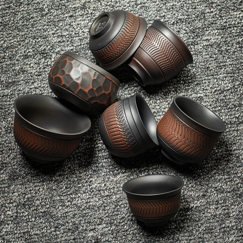 主人杯字家用单杯办公室会客轻奢高档紫陶茶杯品茗杯功夫茶具陶瓷