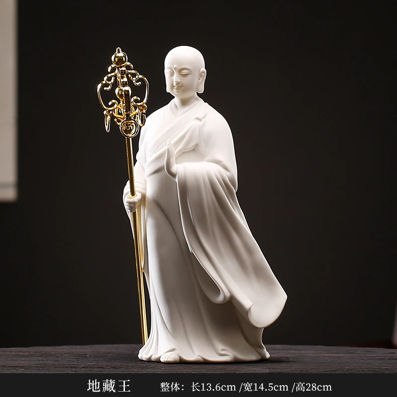 新中式白瓷地藏王菩萨佛像摆件创意供奉家用客厅酒柜电视柜装饰品