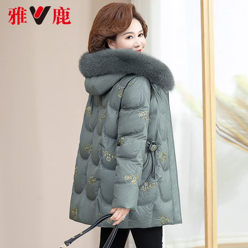 雅鹿中长款狐狸毛领羽绒服女冬季新款羽绒服女款爆款2025新款正品