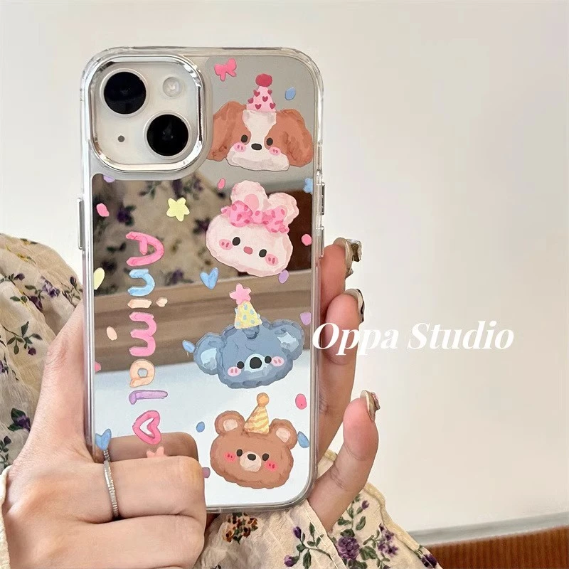 适用苹果14promax手机壳iphone13镜面11派对12创意可爱男女保护套