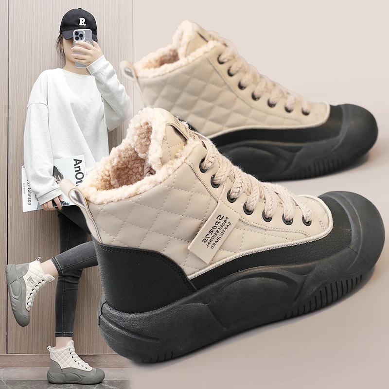 新款冬季雪地靴女2023街拍加绒增高休闲运动学生鞋潮流保暖棉鞋