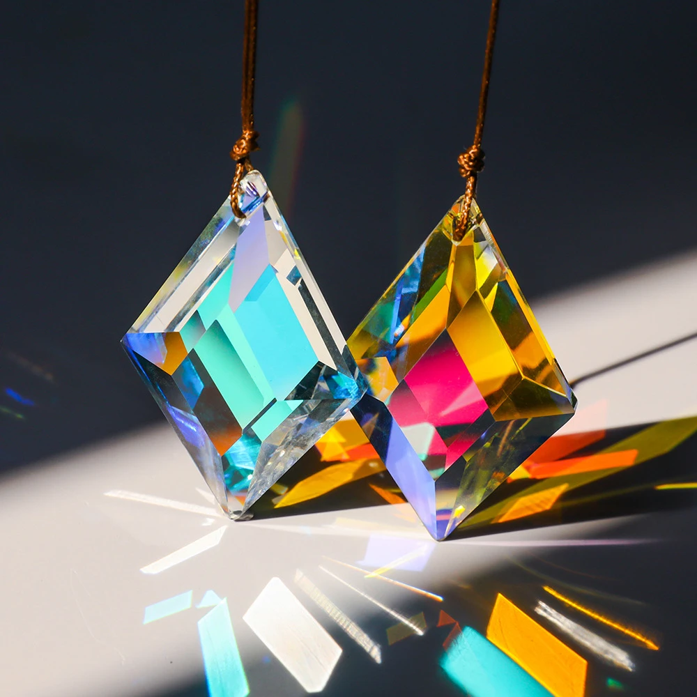 太阳捕手七彩菱形水晶玻璃棱镜挂件窗悬车挂阳光捕捉彩虹创意礼物