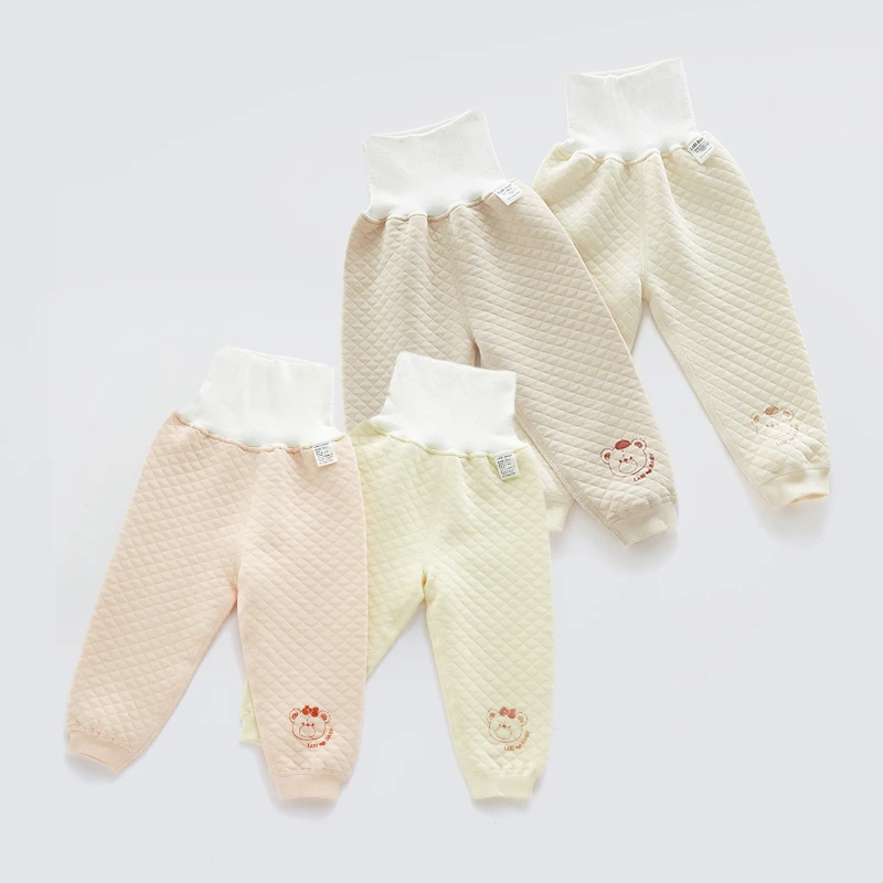 拉比专柜童装婴幼儿秋冬高腰夹棉长裤宝宝针织护肚裤子