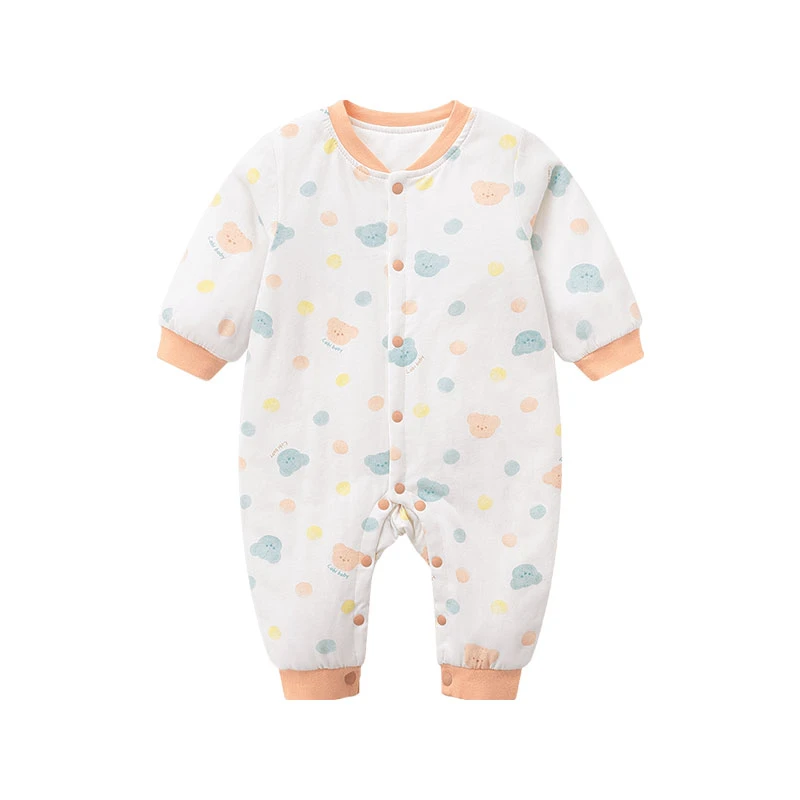 拉比童装专卖男女宝宝连体衣秋冬款婴儿保暖夹棉哈衣40g爬服