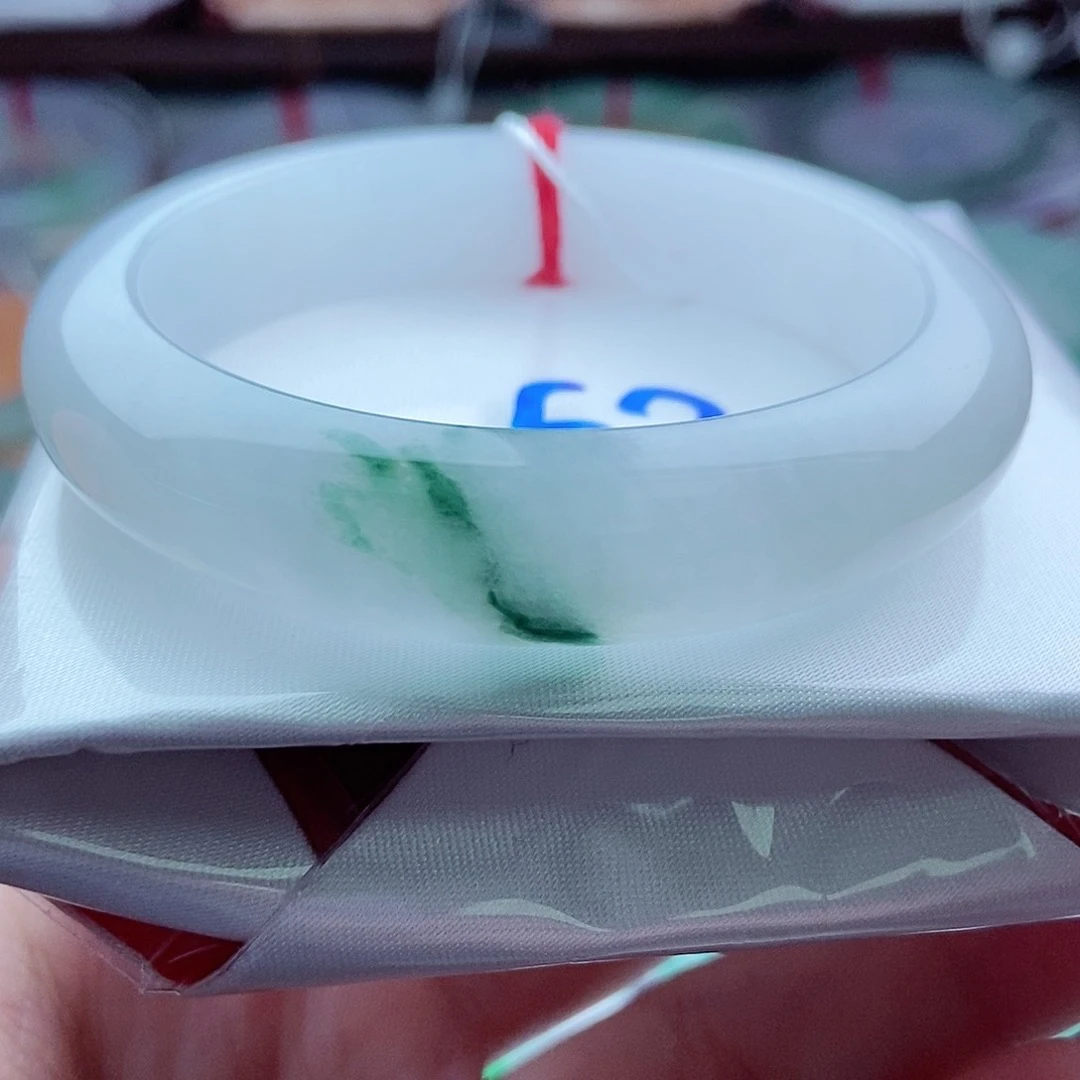 0717编52蓝绿花一花一世界时尚天然缅甸翡翠A货传承52.3，12.5，8.3