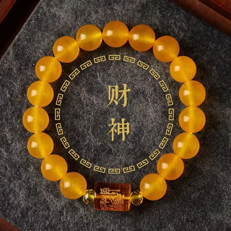 新款手串三面财神爷佛珠招财手链男女款云南开运转运招财吉祥物