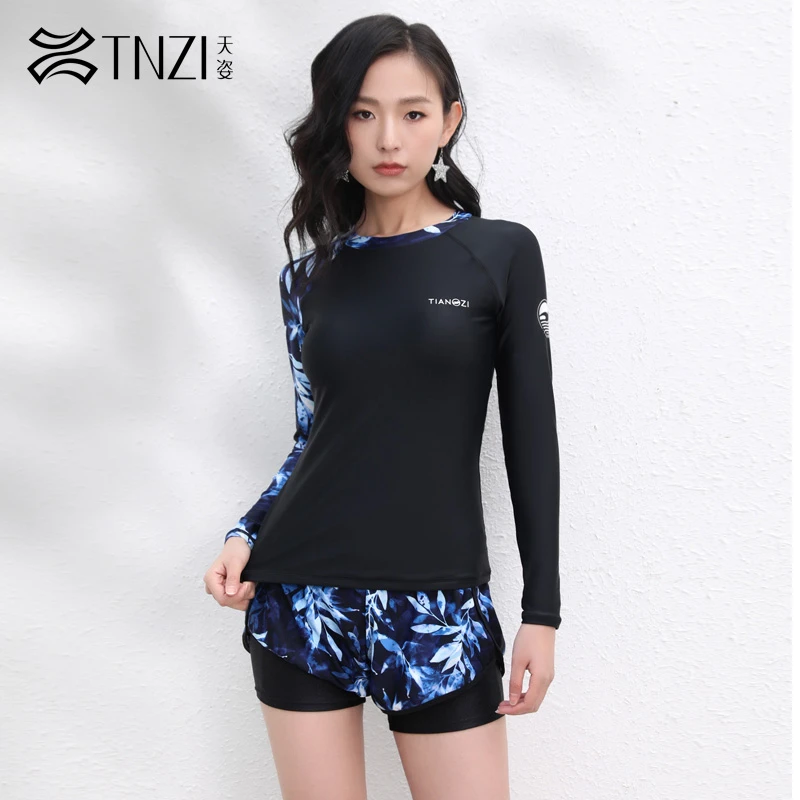 天姿泳衣女款保守又好看高端款2025高级感长袖度假海边防晒泳衣