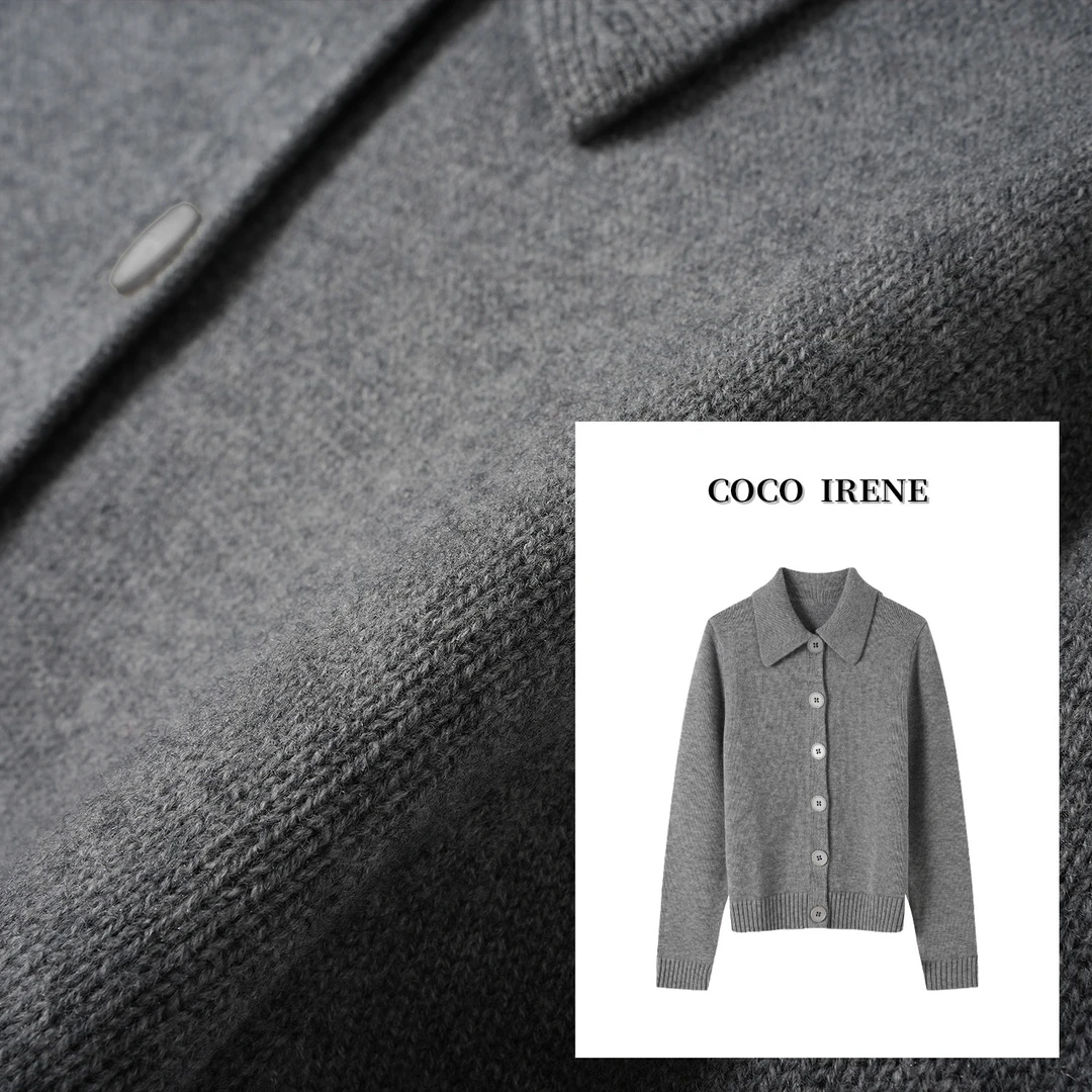 COCO IRENE【知性风开衫】重磅500克保暖纯绵羊毛针织开衫专属链接