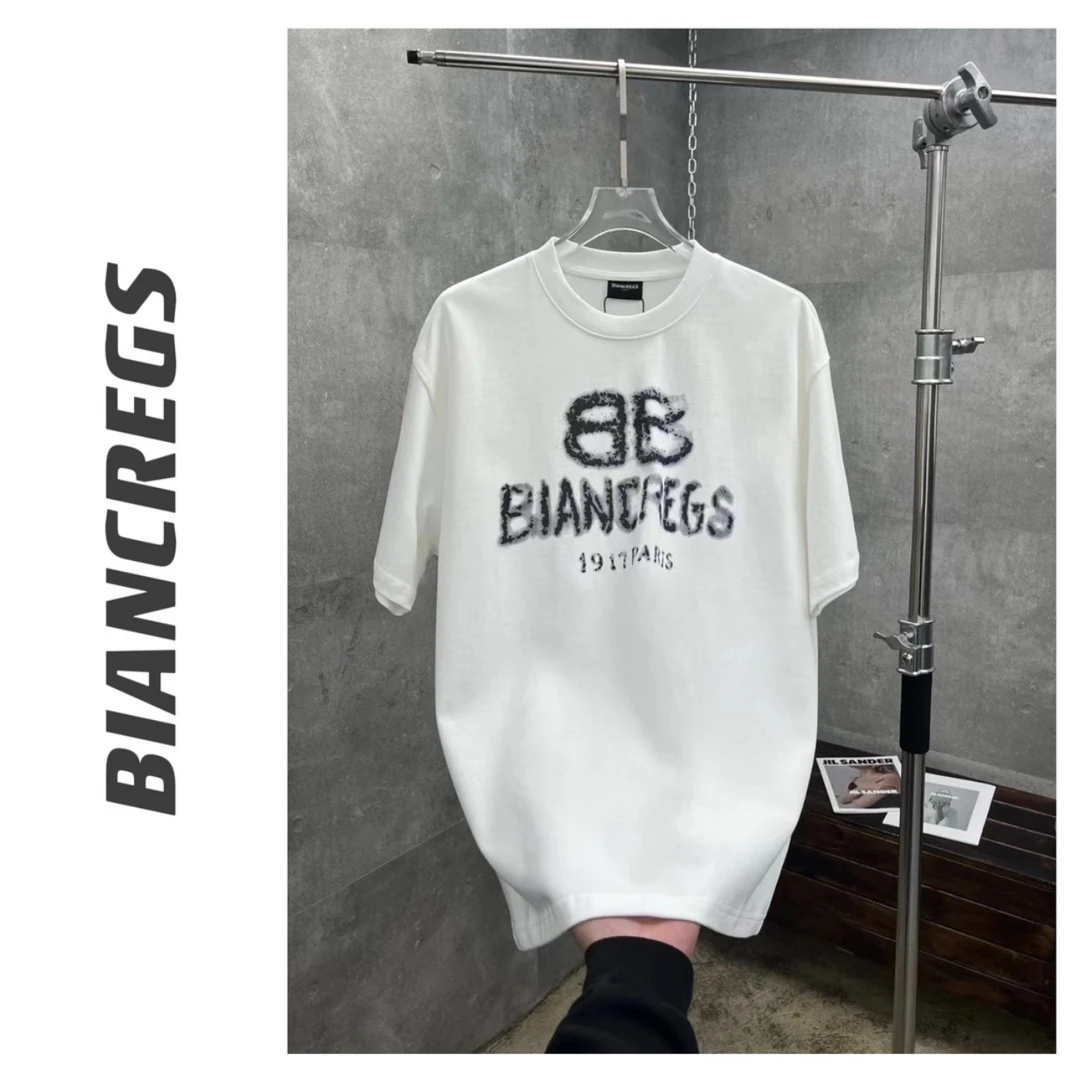 【亿洋】巴家 24ss泼墨风休闲百搭宽松高级T恤  77003