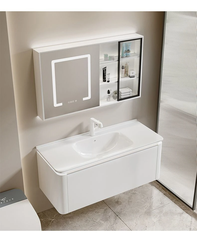 简约洗脸盆柜组合圆角陶瓷一体盆卫生间智能浴室柜洗手池洗漱台柜