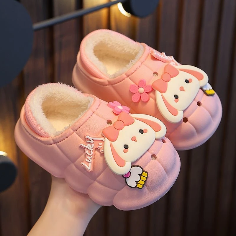 儿童棉鞋冬季包跟男女童室内软底小孩家居亲子防水防滑宝宝棉拖鞋