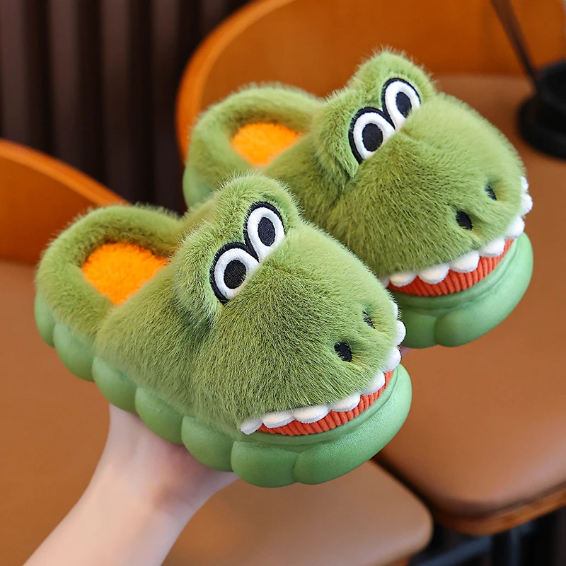 儿童棉拖鞋男童冬季室内家居男孩毛毛鞋中大童女童可爱宝宝毛拖鞋