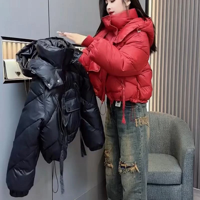 红色棉服女短款2023秋冬季新款爆款今年流行棉袄欧货棉衣外套