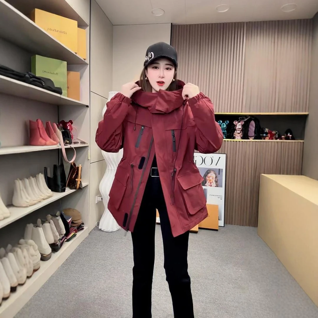 加棉外套女中长款冲锋衣2024新款秋冬季女装短款加厚夹棉风衣时尚