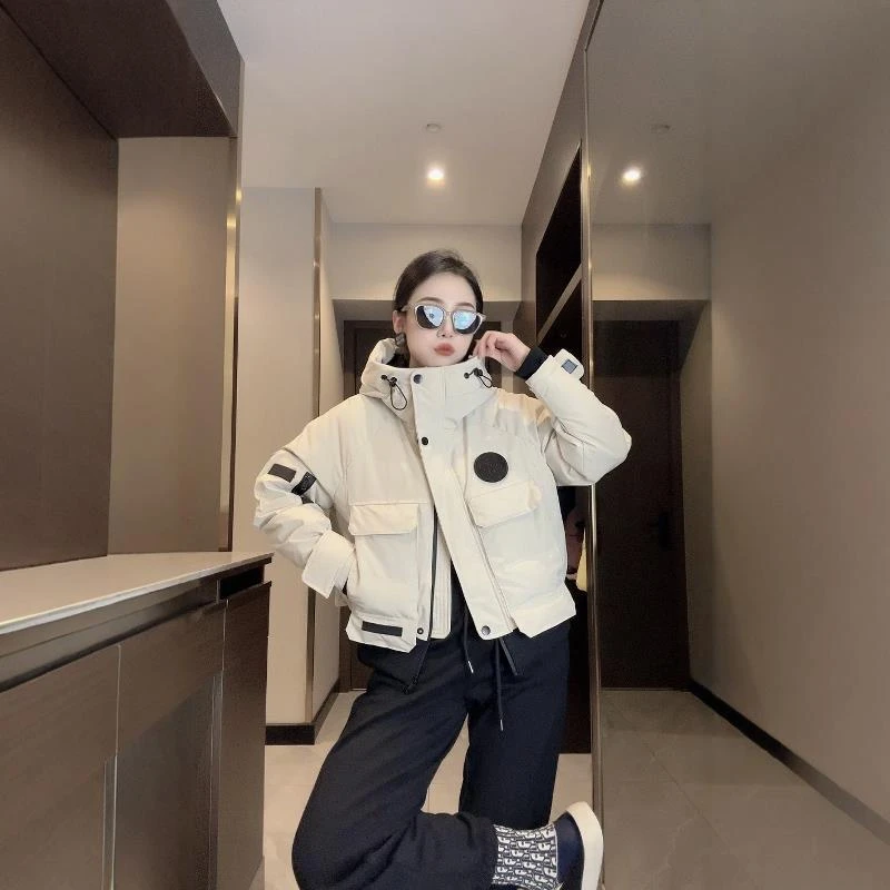 2024冬新款连帽短款派克服女小个子工装加厚棉服洋气减龄棉衣棉袄