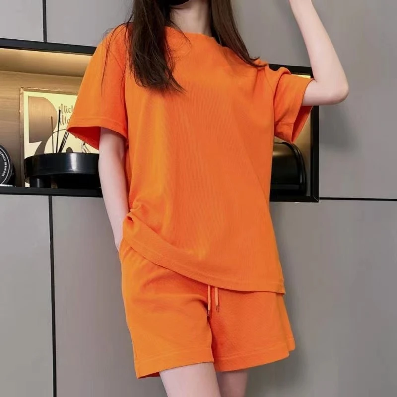 【新人福利】冰丝短裤套装女2024年夏季新款时尚宽松显瘦刺绣休闲