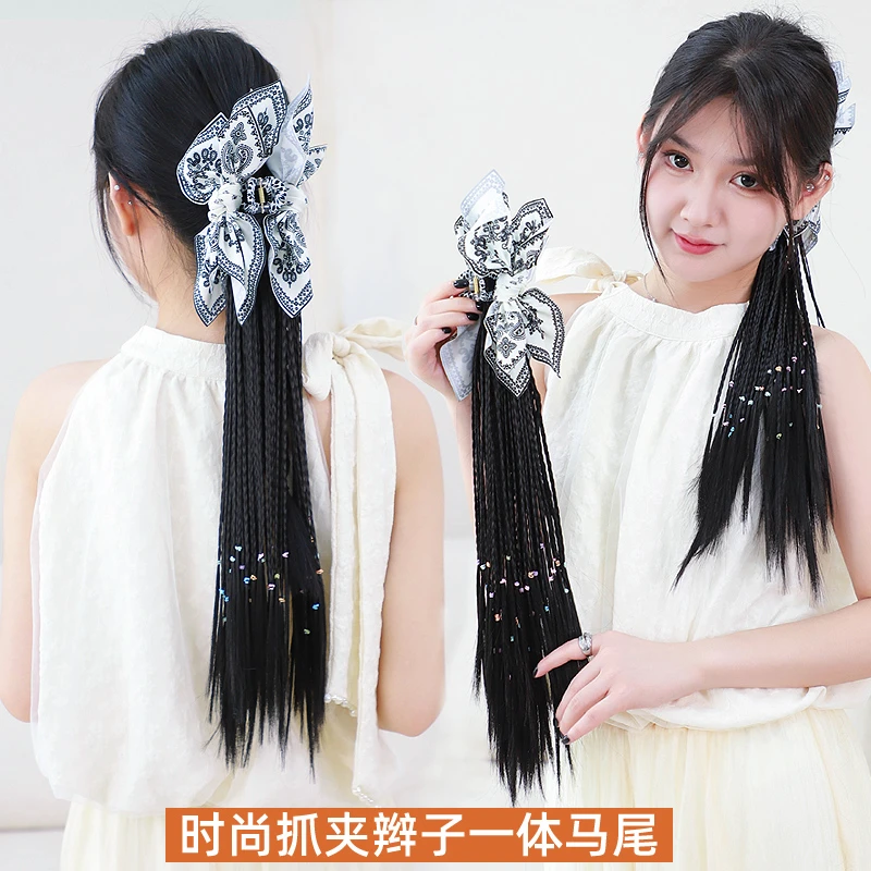 假发辫马尾假发辫子抓夹麻花辫女高马尾低马尾通用编发拳击小辫子