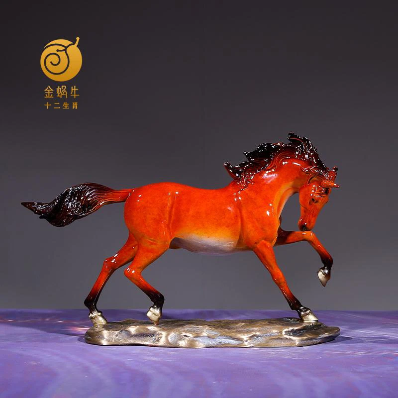 十二生肖 16#追风马彩铜铜器居家玄关办公室书房摆件礼品铜工艺品