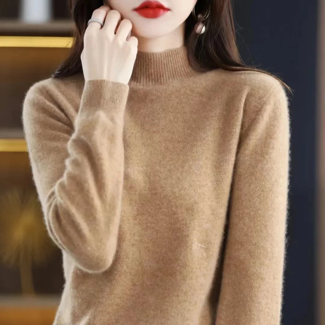 线下399！3101 洋气新款半高领针织打底衫时尚百搭纯色