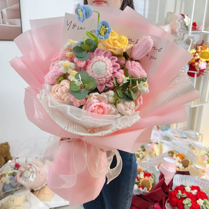 毕业季毛线针织花花束成品送老师男女生闺蜜女友生日礼物创意礼品