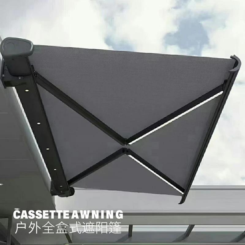 式屋檐户外防雨阳台别墅门上遮阳电动遮阳棚折叠伸缩式雨棚遮雨