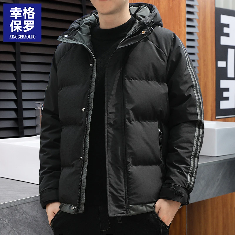 幸格保罗男士冬季外套2024新款休闲百搭宽松加厚棉衣连帽棉服男装