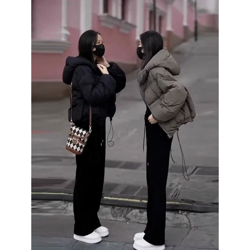 2024冬季黑色短款羽绒棉服厚外套女小个子新款美式面包服保暖棉袄