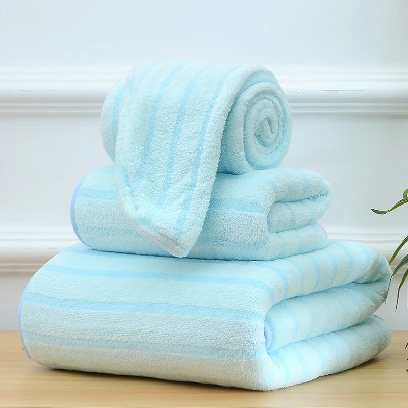 【远方专属】干发帽+毛巾+浴巾珊瑚绒三件套柔软吸水加厚速干家用